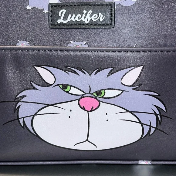 Disney Cinderella Lucifer Black and Gray Cat Cosmetic Case - Picture 3 of 4